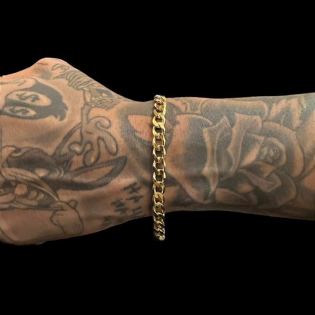 PULSEIRA CUBAN 6MM - BANHADO A OURO 18K - Imagem 2