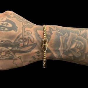 PULSEIRA CUBAN 4MM -  BANHADO A OURO 18K