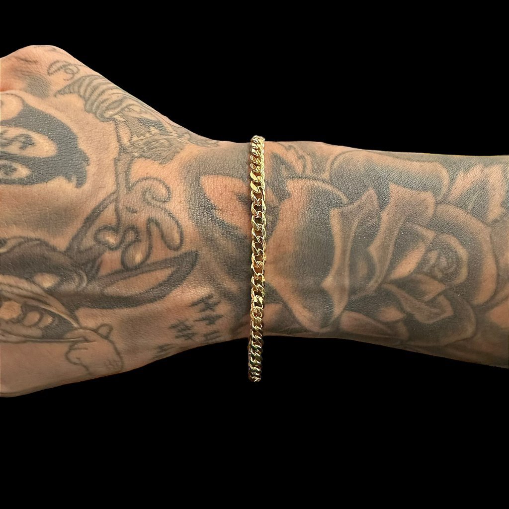 PULSEIRA CUBAN 4MM - BANHADO A OURO 18K - Imagem 2