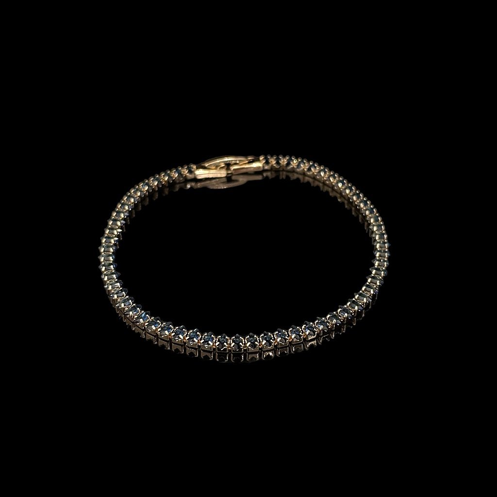 PULSEIRA RIVIERA PEDRAS OVAL AZUL - BANHADA A OURO 18K