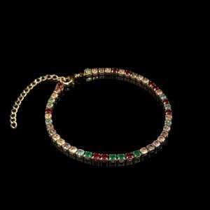 PULSEIRA RIVIERA RAINBOW - 18CM - COM EXTENSOR - BANAHDA A OURO 18K
