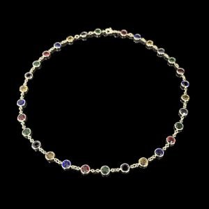 CORRENTE RAINBOW CRAVEJADA  - BANHADA A OURO 18K