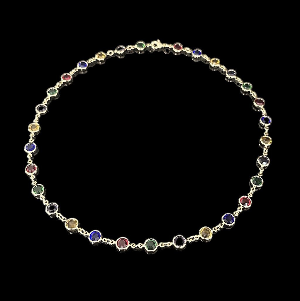 CORRENTE RAINBOW CRAVEJADA - BANHADA A OURO 18K