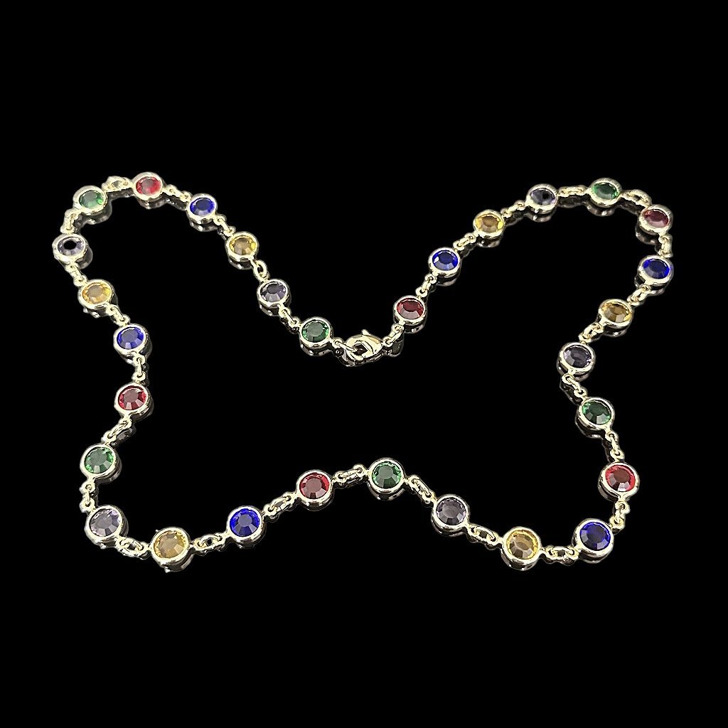 CORRENTE RAINBOW CRAVEJADA - BANHADA A OURO 18K - Imagem 2