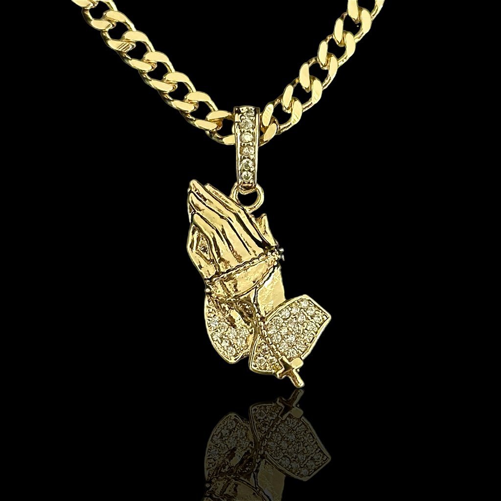 PINGENTE ORAÇÃO CRAVEJADO - BANHADO A OURO 18K