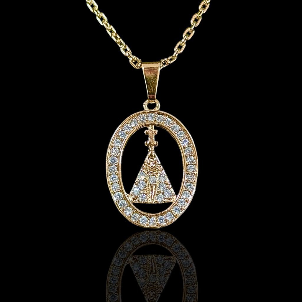 PINGENTE MEDALHA NOSSA SENHORA APARECIDA - BANHADO A OURO 18K