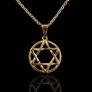 PINGENTE MEDALHA ESTRELA DE DAVI - BANHADO A OURO 18K