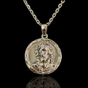 PINGENTE MEDALHA FACE DE CRISTO - BANHADO A OURO 18K
