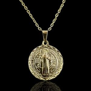PINGENTE MEDALHA SÃO BENTO - BANHADO A OURO 18K