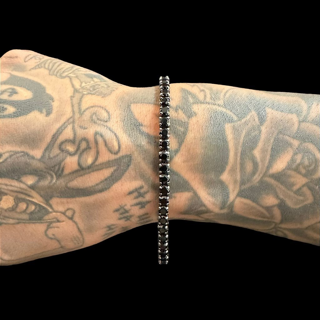 PULSEIRA RIVIERA PEDRAS PRETAS - BANHADO A OURO NEGRO - Imagem 2