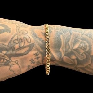 PULSEIRA CUBAN 5MM - FECHO GAVETA - BANHADO A OURO 18K