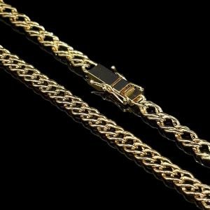 CORRENTE GRUMET DUPLA 6MM - BANHADA A OURO 18K