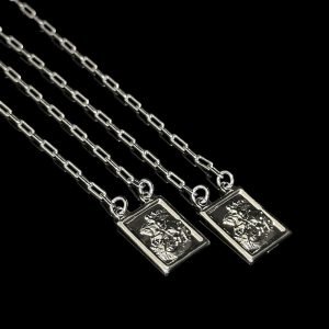 ESCAPULARIO - MEDALHA SÃO JORGE - 60CM - BANHADO A OURO BRANCO