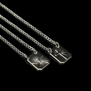 ESCAPULARIO - MEDALHA PAZ E CRUCIFIXO - 70CM - BANHADO A OURO BRANCO