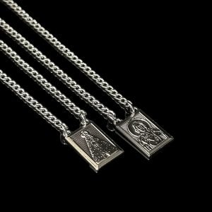 ESCAPULARIO - MEDALHA N.S.A E SAGRADO - 60 CM - BANHADO A OURO BRANCO