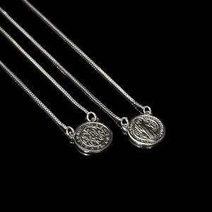 ESCAPULARIO - MEDALHA SÃO BENTO - 60CM - BANHADO A OURO BRANCO