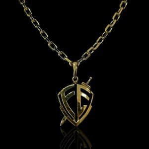 PINGENTE ESCUDO DA FÉ - BANHADO A OURO 18K