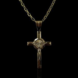 PINGENTE CRUCIFIXO CRISTO - BANHADO A OURO 18K