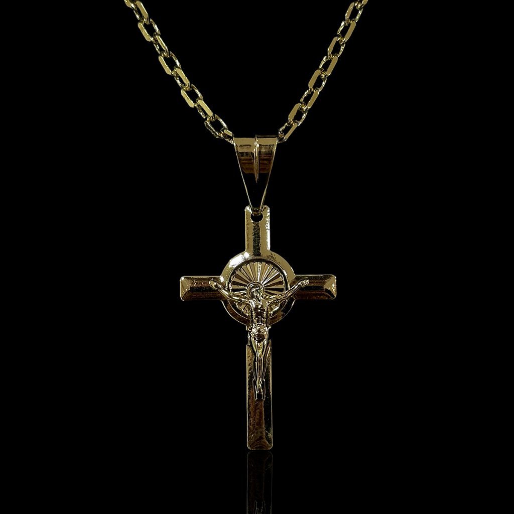 PINGENTE CRUCIFIXO CRISTO - BANHADO A OURO 18K