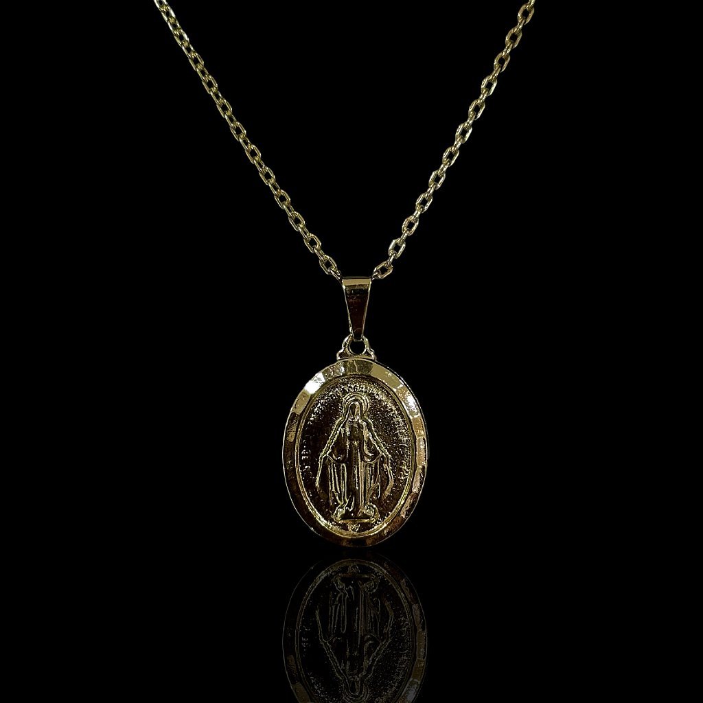 PINGENTE MEDALHA VIRGEM MARIA - BANHADO A OURO 18K