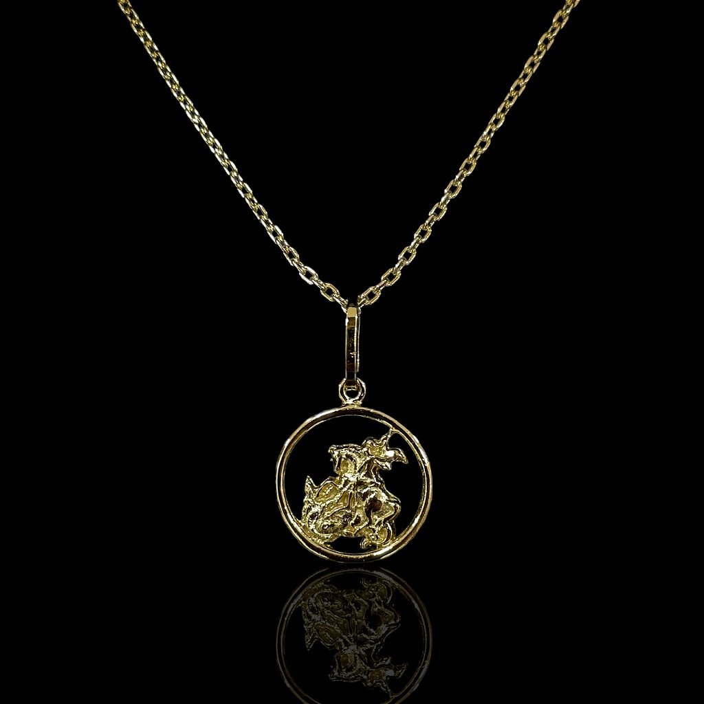 PINGENTE MEDALHA SÃO JORGE VAZADA - BANHADO A OURO 18K