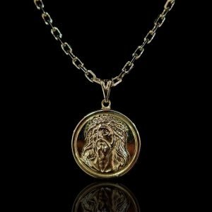 PINGENTE MEDALHA FACE DE CRISTO - BANHADO A OURO 18K