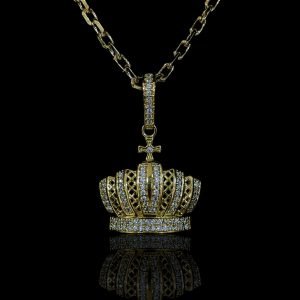 PINGENTE COROA - CRAVEJDA ZIRCONIA - BANHADO A OURO 18K
