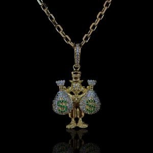 PINGENTE TIO PATINHAS - CRAVEJADO ZIRCONIA - BANHADO A OURO 18K