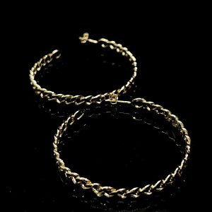 BRINCO ARGOLA CUBAN 5MM - GRANDE - BANHADO A OURO 18K