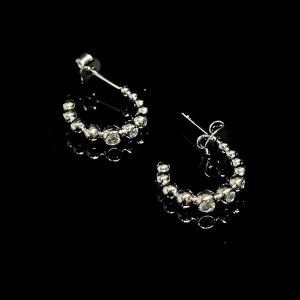 BRINCO BOLINHA -CRAVEJADO ZIRCONIA - BANHDO A OURO BRANCO