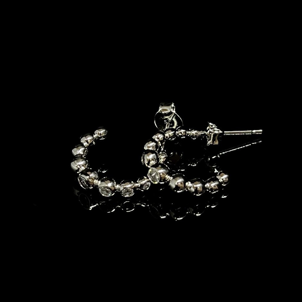 BRINCO BOLINHA -CRAVEJADO ZIRCONIA - BANHDO A OURO BRANCO - Imagem 2