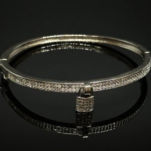 BRACELETE CADEADO - CRAVEJADO ZIRCONIA - BANHADO A OURO BRANCO