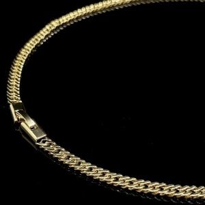 CORRENTE GRUMET DUPLA 4MM - 40CM - BANHADA A OURO 18K