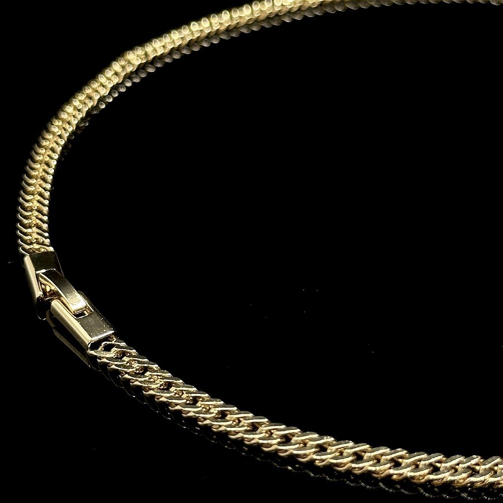 CORRENTE GRUMET DUPLA 4MM - 40CM - BANHADA A OURO 18K