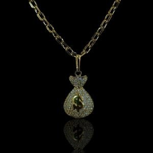 PINGENTE MALOTE - CRAVEJADO ZIRCONIA - BANHADO A OURO 18K