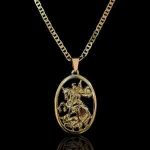 PINGENTE SÃO JORGE VAZADO - BANHADO A OURO 18K