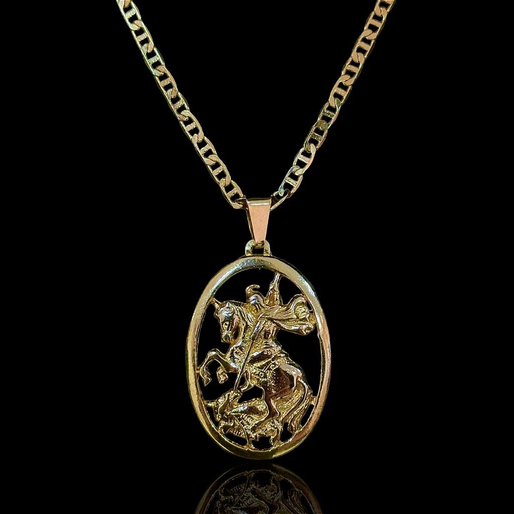 PINGENTE SÃO JORGE VAZADO - BANHADO A OURO 18K