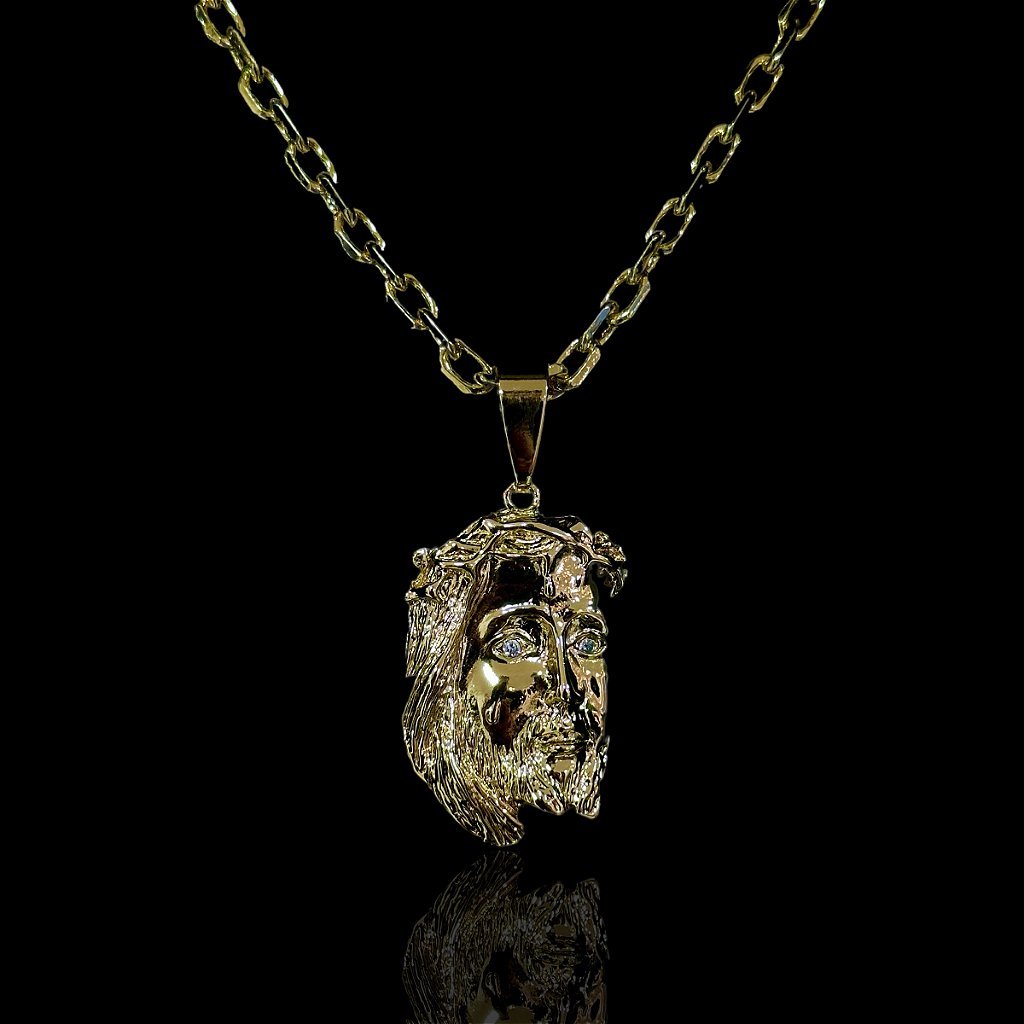 PINGENTE FACE DE CRISTO - BANHADO A OURO 18K