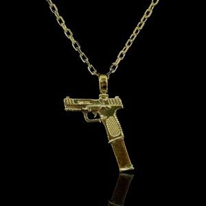 PINGENTE GLOCK PENTE ALONGADO - BANHADO A OURO 18K