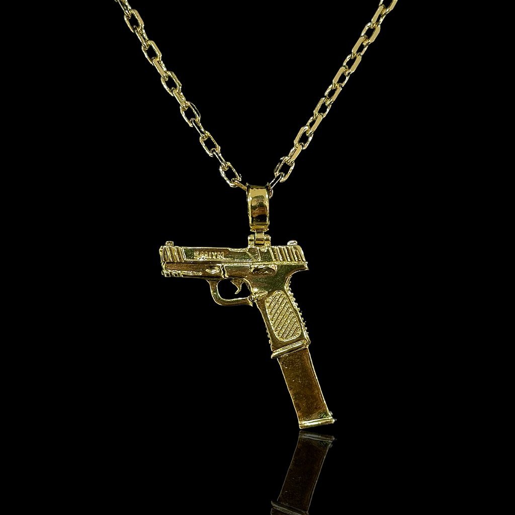 PINGENTE GLOCK PENTE ALONGADO - BANHADO A OURO 18K