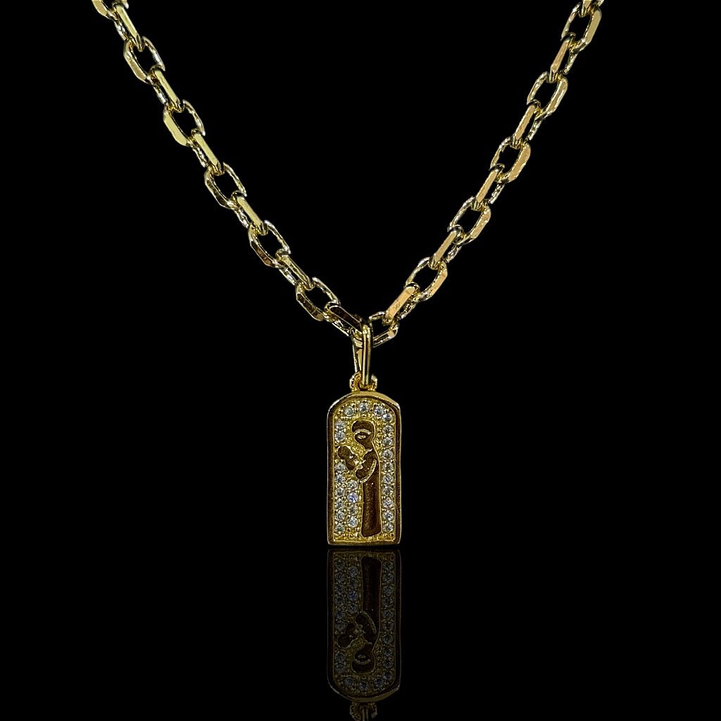 PINGENTE PRAY CHILD - CRAVEJADO ZIRCONIA - BANHADO A OURO 18K