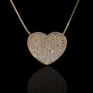 PINGENTE CORAÇÃO CRAVEJADO - BANHADO A OURO 18K