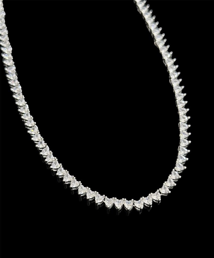 CORRENTE RIVIERA CORAÇÃO - 50CM - BANHADO A OURO BRANCO