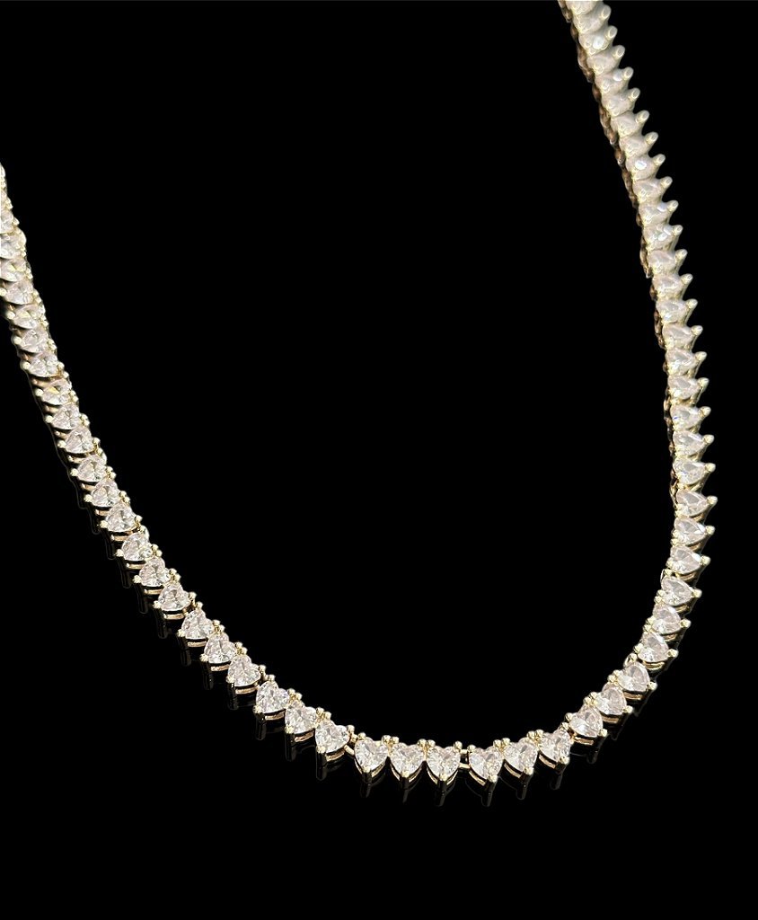 CORRENTE RIVIERA CORAÇÃO - 50CM - BANHADO A OURO 18K