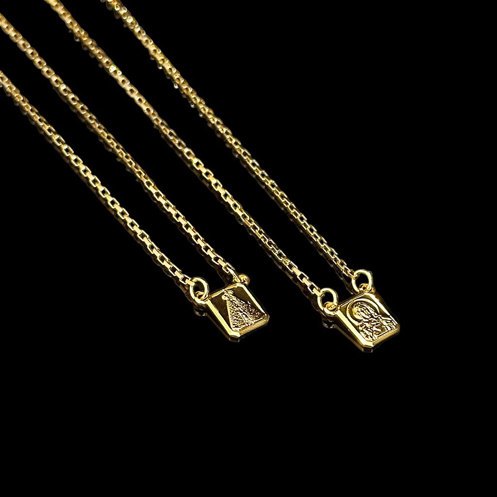 ESCAPULARIO - MEDALHA N.S.A/SAGRADO CORAÇAO -70CM- BANHADO A OURO 18K - Imagem 2