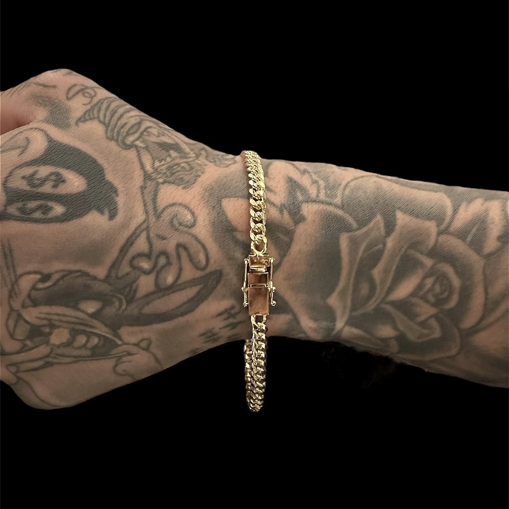 PULSEIRA CUBAN 5MM - BANHADO A OURO 18K