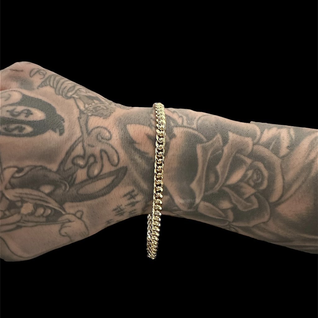 PULSEIRA CUBAN 5MM - BANHADO A OURO 18K - Imagem 2