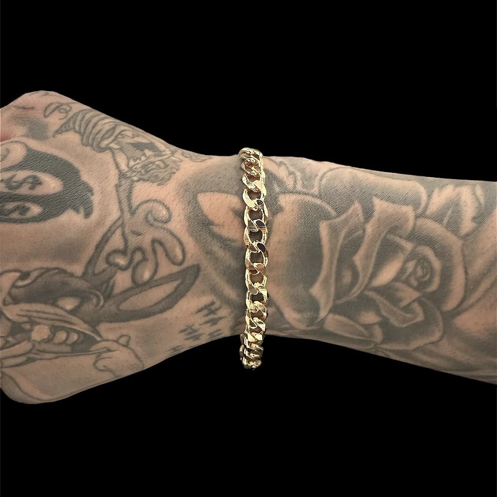 PULSEIRA CUBAN 7MM - BANHADO A OURO 18K - Imagem 2