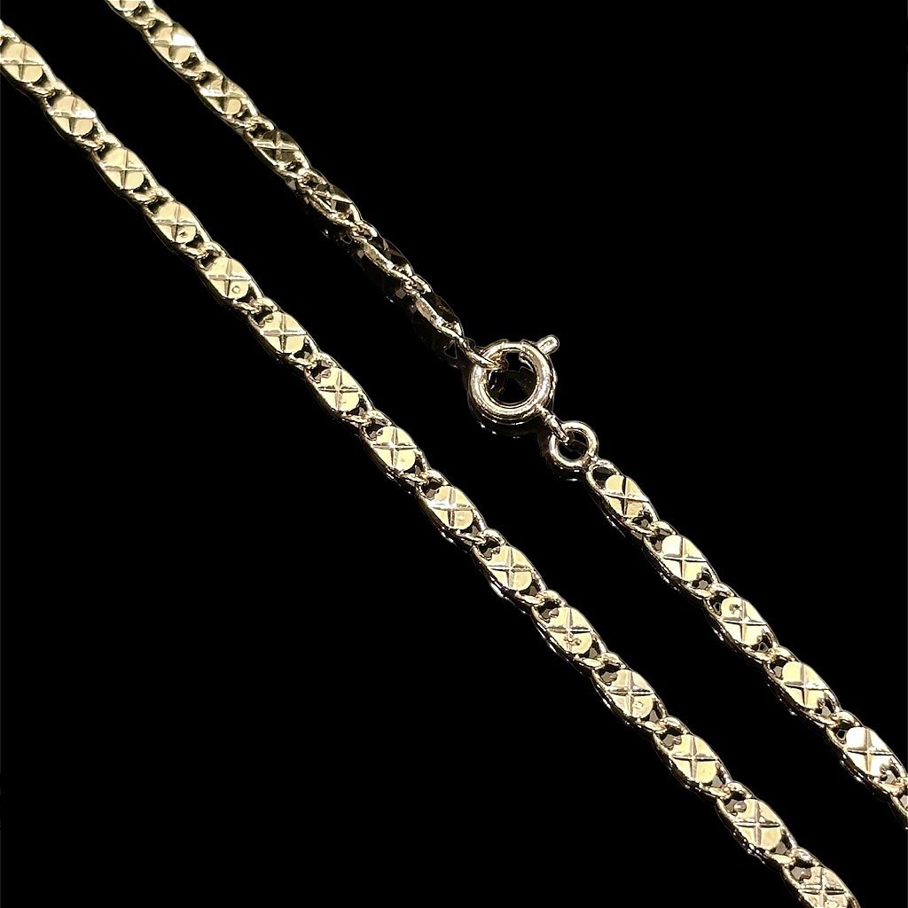 CORRENTE PIASTRINE DESENHADA 3MM - BANHADO A OURO 18K