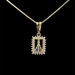 PINGENTE PLACA VAZADA NOSSA SENHORA APARECIDA - BANHADO A OURO 18K